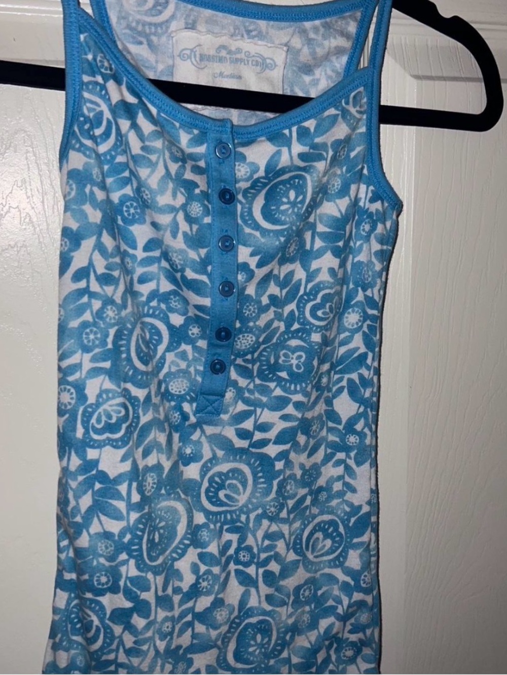 Blue Floral Button-Front Tank